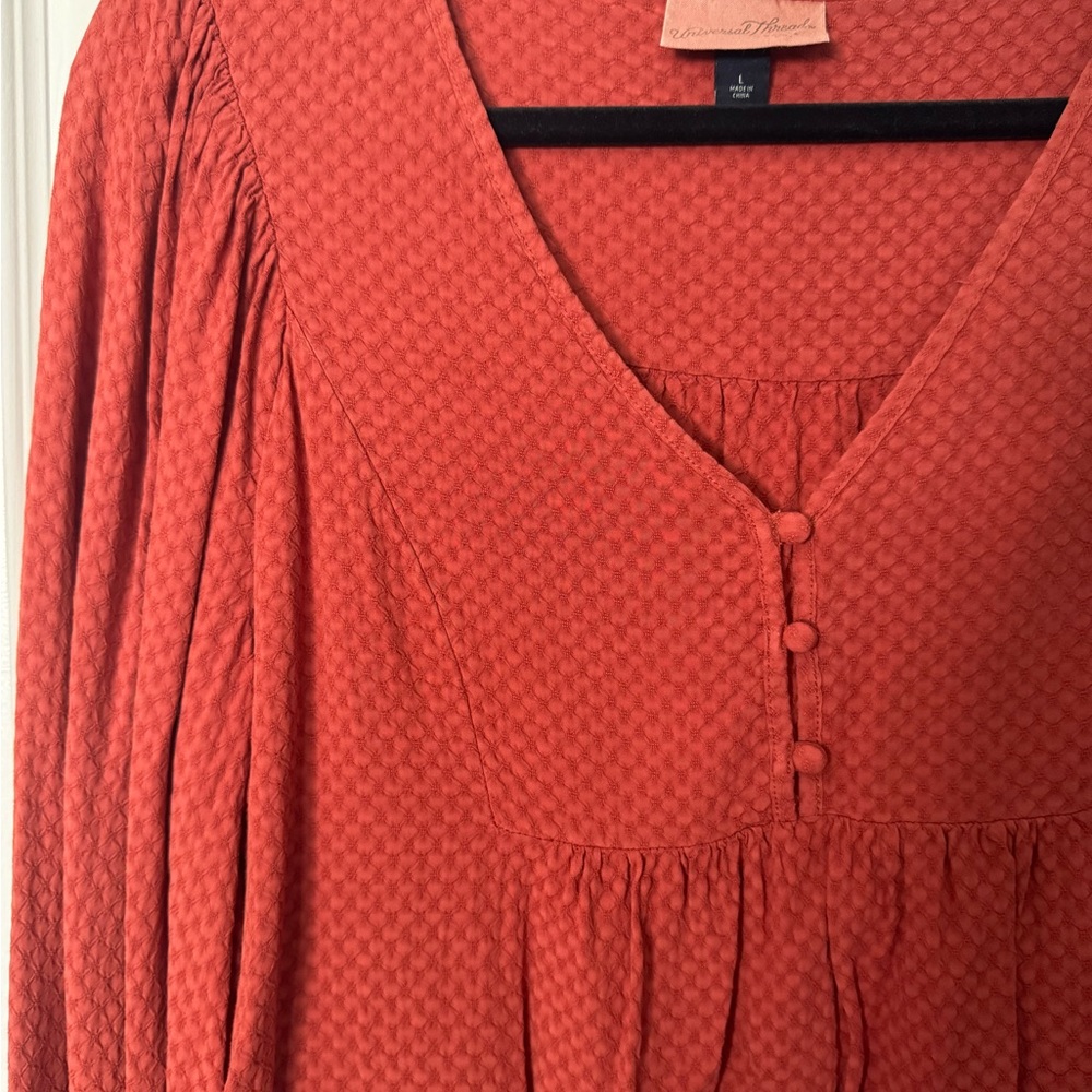 Universal Thread Red Blouse with Button Front - Picture 2 of 3
